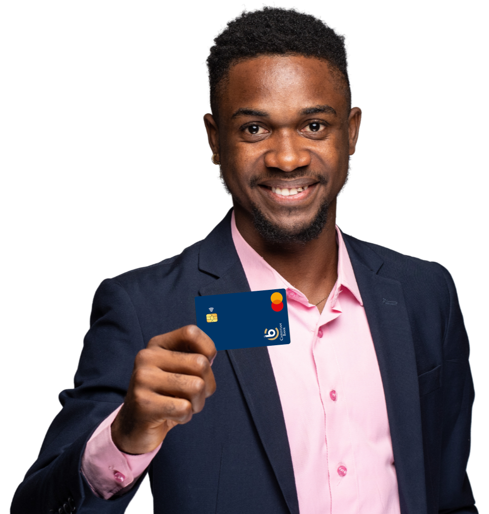 Parceiro Christian Bank - Profissional segurando cartão